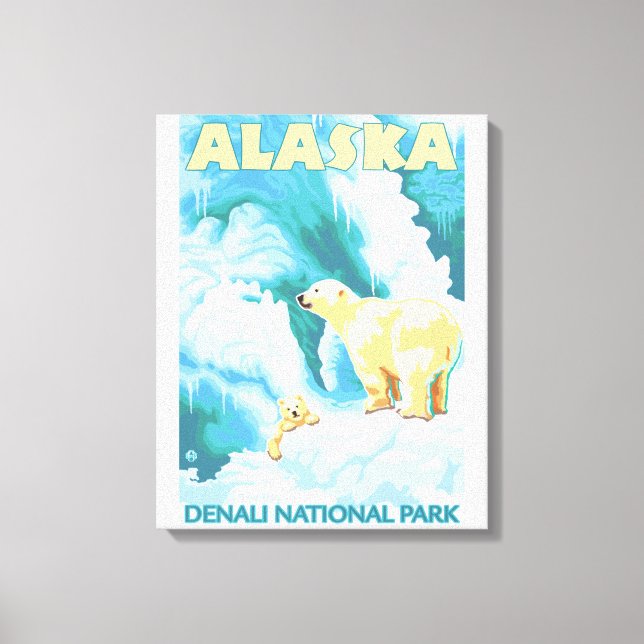 Lienzo Osos Polares y Cubo - Parque Nacional Denali, Alas (Anverso)