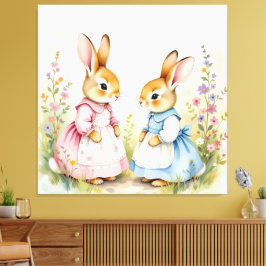 Lienzo „Osterzauber – Das Mädchen und der Frühlingshase“