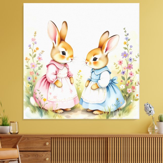 Lienzo „Osterzauber – Das Mädchen und der Frühlingshase“ (Insitu (Sala de estar))