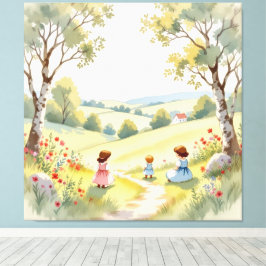 Lienzo „Osterzauber – Das Mädchen und der Frühlingshase“