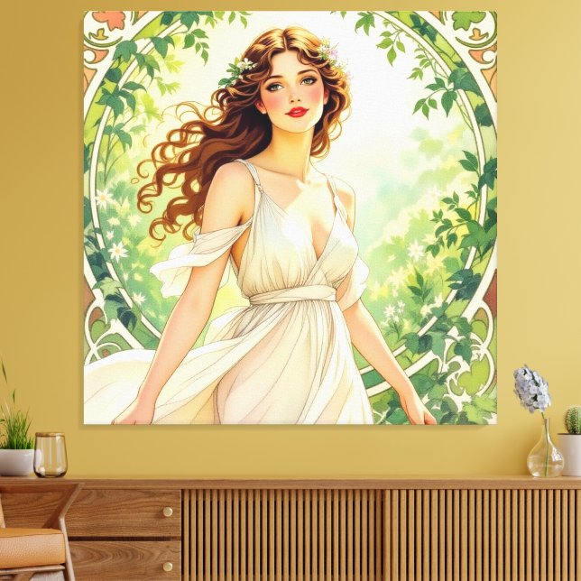 Lienzo „Osterzauber – Das Mädchen und der Frühlingshase“ (Insitu (Sala de estar))