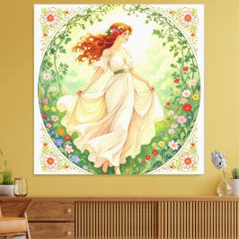 Lienzo „Osterzauber – Das Mädchen und der Frühlingshase“