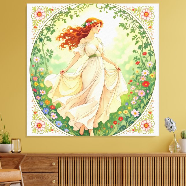 Lienzo „Osterzauber – Das Mädchen und der Frühlingshase“ (Insitu (Sala de estar))