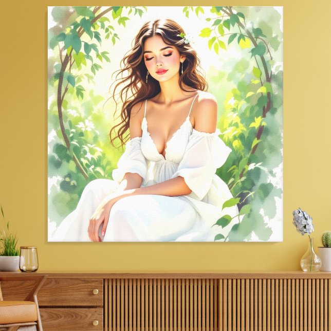 Lienzo „Osterzauber – Das Mädchen und der Frühlingshase“ (Insitu (Sala de estar))