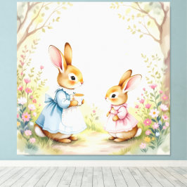 Lienzo „Osterzauber – Das Mädchen und der Frühlingshase“