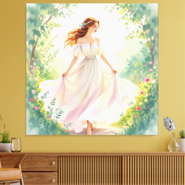 Lienzo „Osterzauber – Das Mädchen und der Frühlingshase“