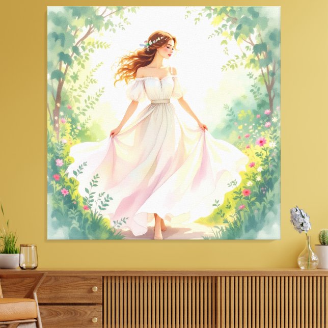 Lienzo „Osterzauber – Das Mädchen und der Frühlingshase“ (Insitu (Sala de estar))