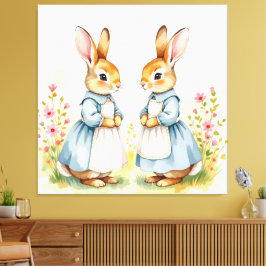 Lienzo „Osterzauber – Das Mädchen und der Frühlingshase“