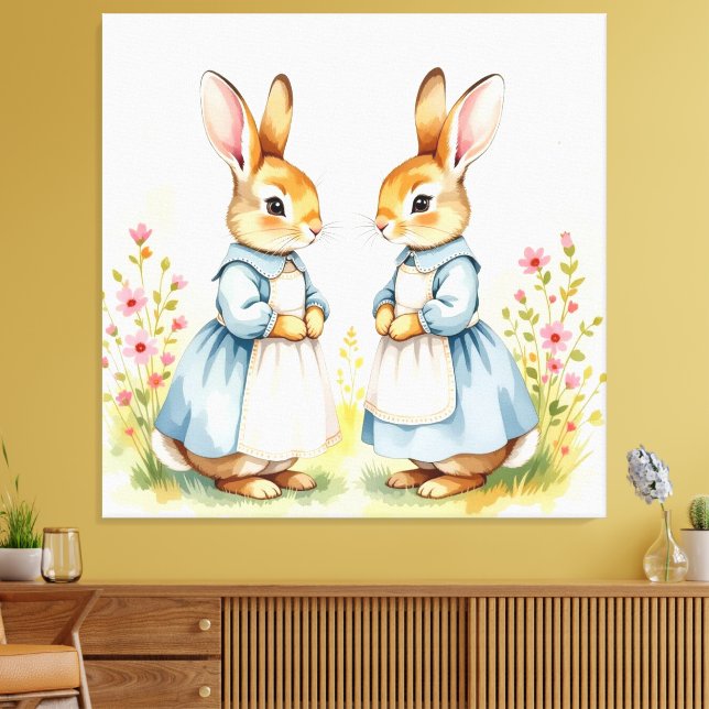 Lienzo „Osterzauber – Das Mädchen und der Frühlingshase“ (Insitu (Sala de estar))