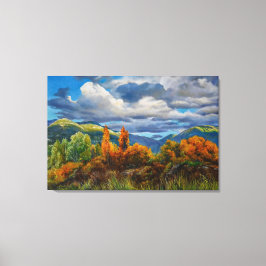 Lienzo Otoño dorado en las montañas