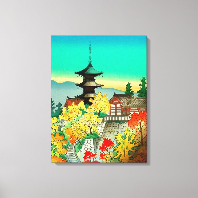 Lienzo Otoño en el templo Kiyomizu en Kioto Koyo (Anverso)