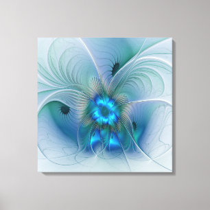 Lienzo Ovaciones de pie, fractal azul turquesa abstracto