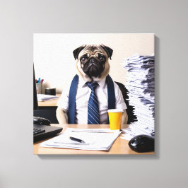 Lienzo Overwhelmed Office Pug