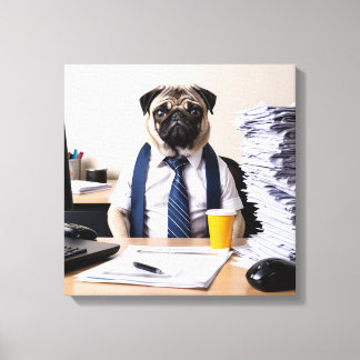Lienzo Overwhelmed Office Pug
