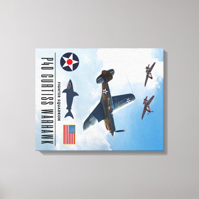 LIENZO P-40 CURTISS WARHAWK FIGHTER SQUADRON (Anverso)