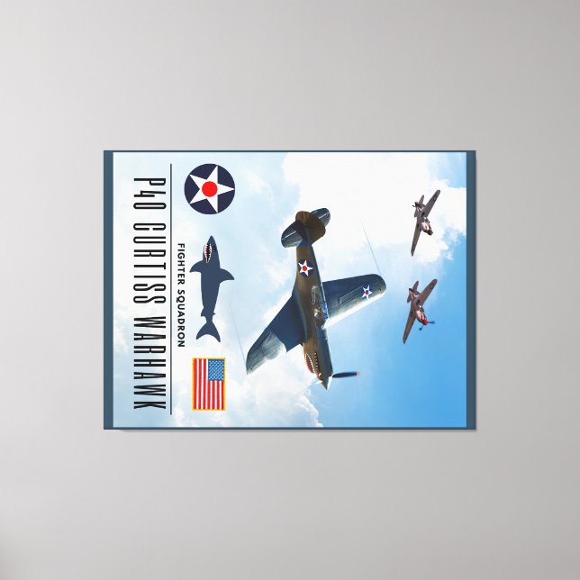 LIENZO P-40 CURTISS WARHAWK FIGHTER SQUADRON (Anverso)
