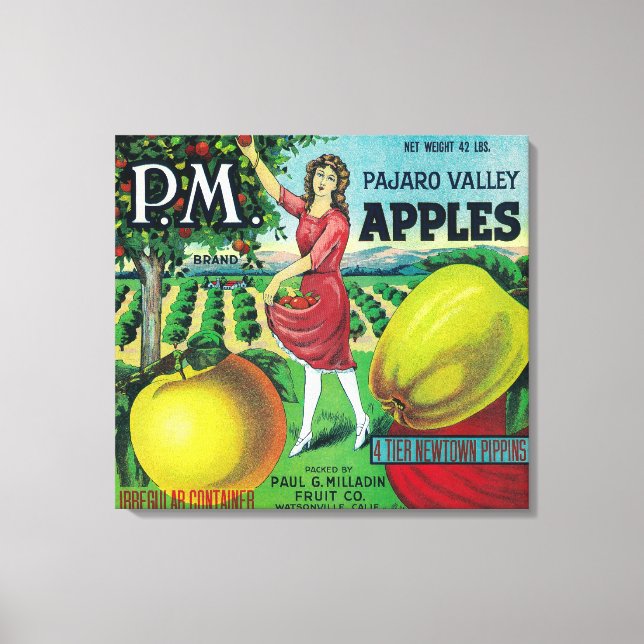 Lienzo P.M. Apple Crate LabelWatsonville, CA (Anverso)
