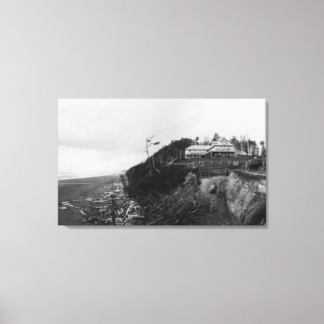 Lienzo Pacific Beach, WA - Pacific Beach Hotel y Old (Anverso)