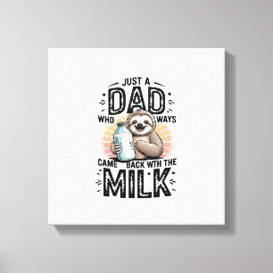 Lienzo padre e hijo con perezoso de leche diseño gráfico-