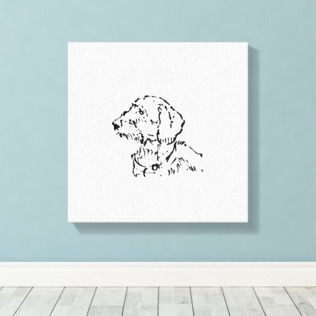 Lienzo Padre o Madre de Perro Dachshund de Pelo Duro (Insitu (piso de madera))