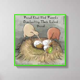 Lienzo Padres de pájaros kiwi divertidos y estampa de fru