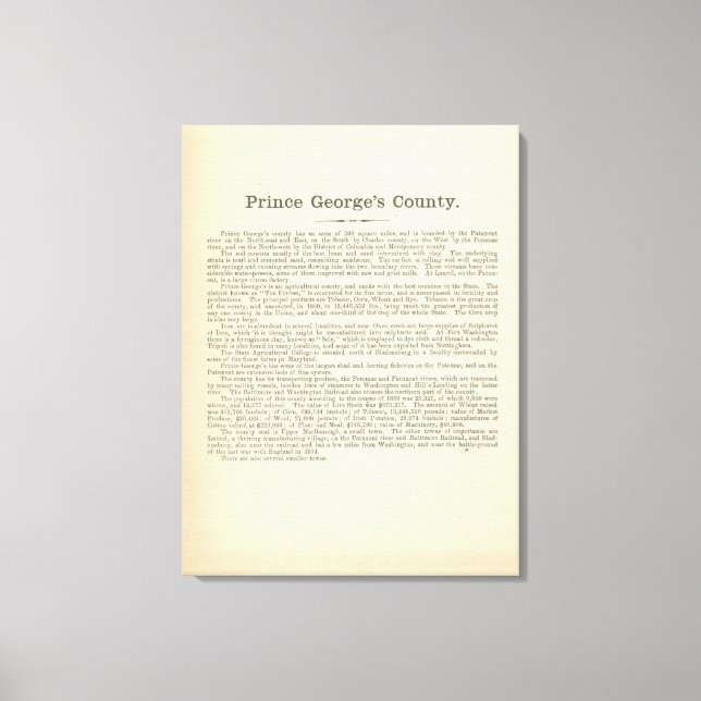 Lienzo Página de texto Condado de Prince George (Anverso)