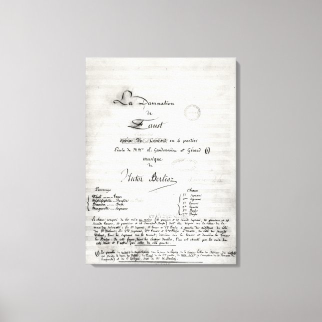 Lienzo Página de título de 'La Damnation de Faust' (Anverso)
