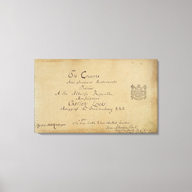 Lienzo Página de título de los "Conciertos de Brandeburgo (Anverso)