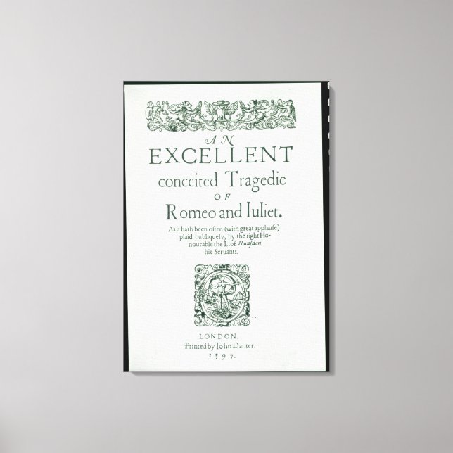 Lienzo Página de título de 'Romeo y Julieta' (Anverso)