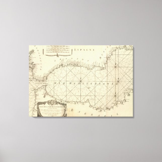 Lienzo Página de título del mapa del mar Mediterráneo (Anverso)