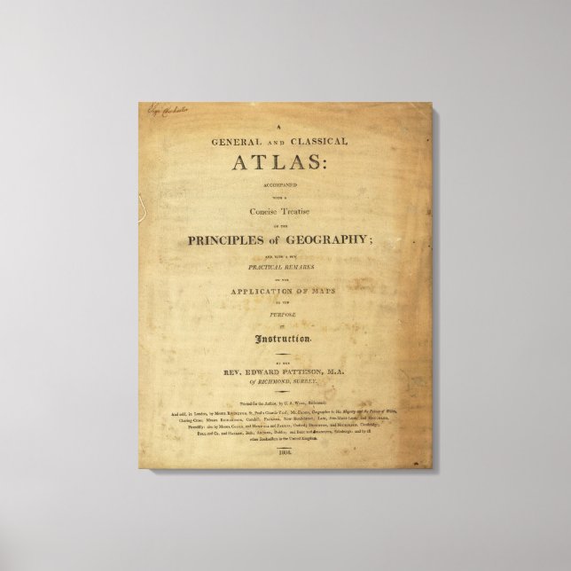 Lienzo Página de título General y atlas clásicas (Anverso)