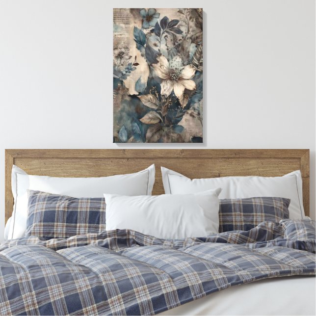 Lienzo Páginas de libros de cricket antiguas: Flores de s (Insitu(Dormitorio))