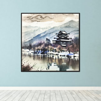Lienzo Pagoda de Montaña en el Río (invierno)