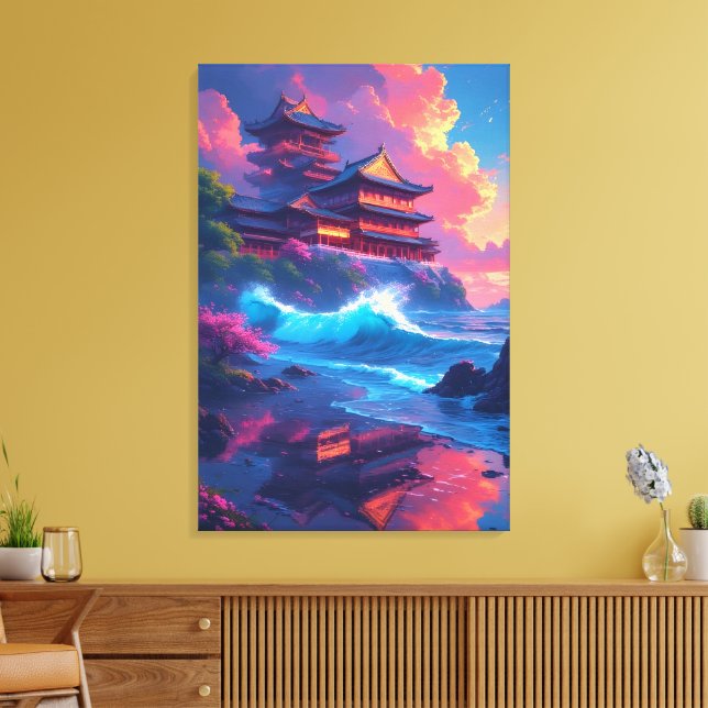 Lienzo Pagoda Dreamwave junto al mar (Insitu (Sala de estar))