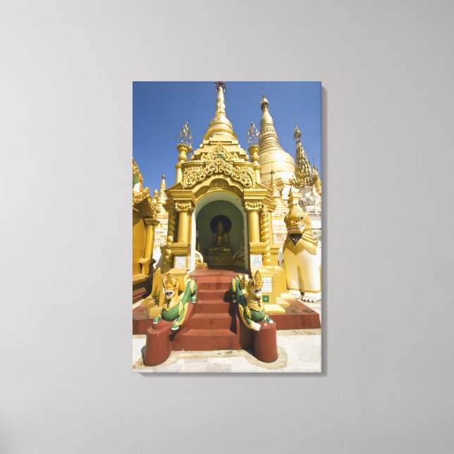 Lienzo Pagoda Shwedagon (Paya), gran sitio de templo que  (Anverso)