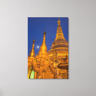 Lienzo Pagoda Shwedagon por la noche, Myanmar