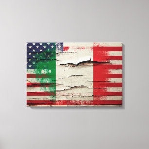 Lienzo Paint Crackle   Bandera italiana estadounidense