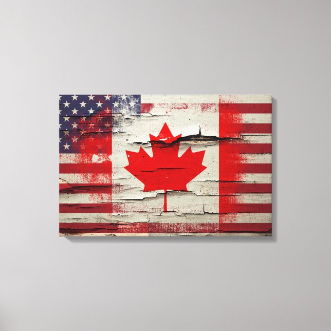 Lienzo Paint Crackle | Bandera norteamericana canadiense (Anverso)