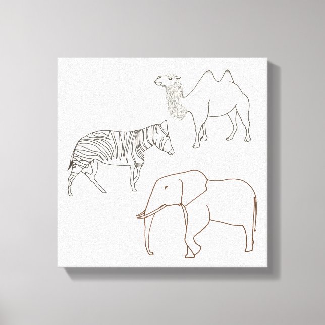 Lienzo Paint It Elephant Zebra Camel envuelto tela (Anverso)