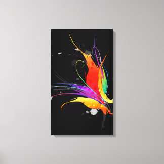 Lienzo Paint Splatter Bird of Paradise on Black