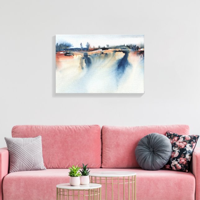 Lienzo Paintaje de paisajes de la atmósfera de Blue Peach (Insitu (Sala de estar))