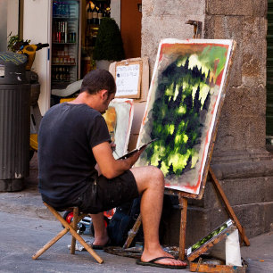 Lienzo Paintaje paisajístico de bosque de niebla forestal