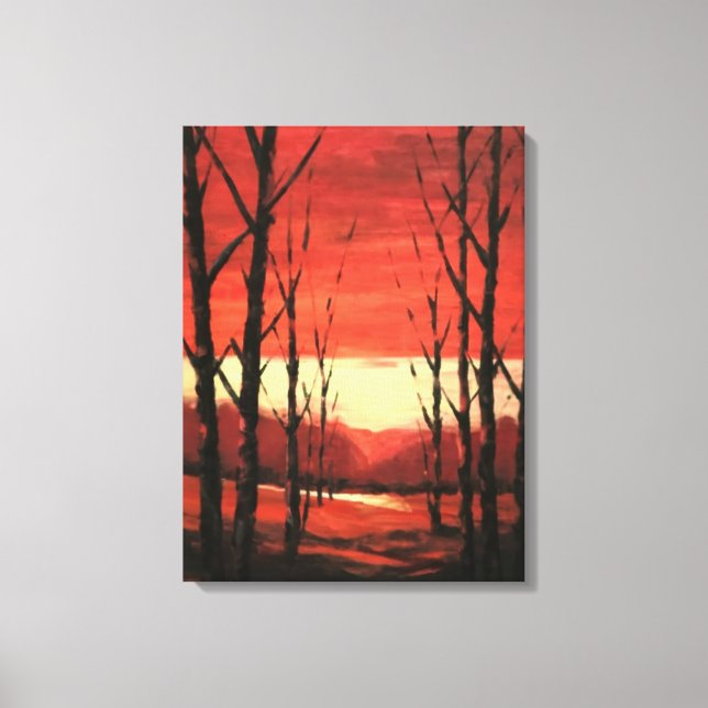 Lienzo Paintaje paisajístico de los atardeceres (Anverso)