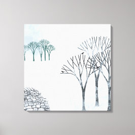 Lienzo Paintaje paisajístico de nieve de invierno