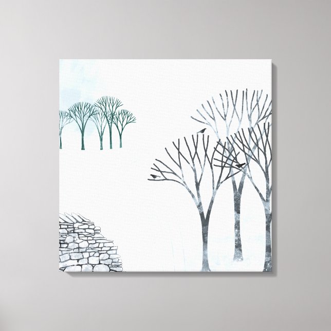 Lienzo Paintaje paisajístico de nieve de invierno (Anverso)