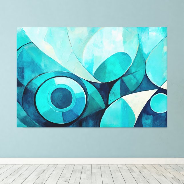 Lienzo Painted abstract art in Blue 02 (Insitu (piso de madera))