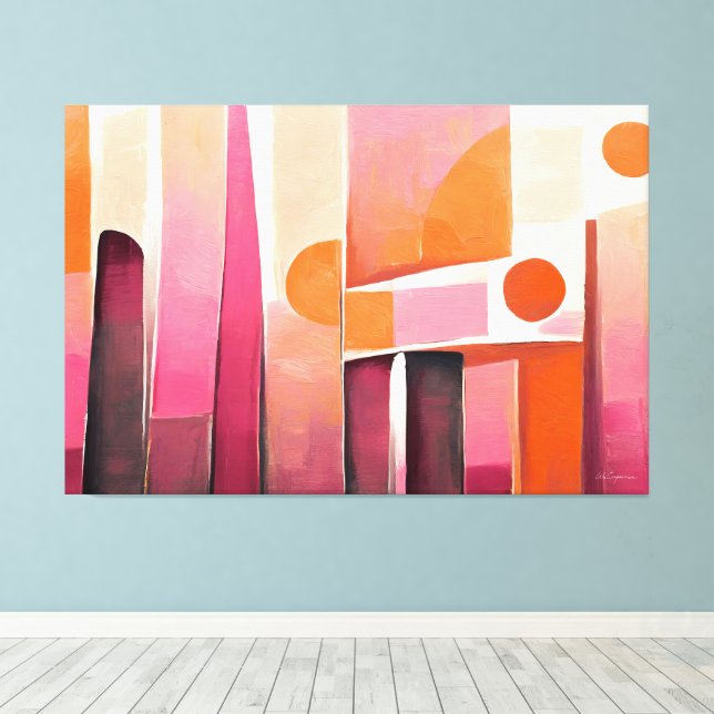 Lienzo Painted abstract art pinks (Insitu (piso de madera))