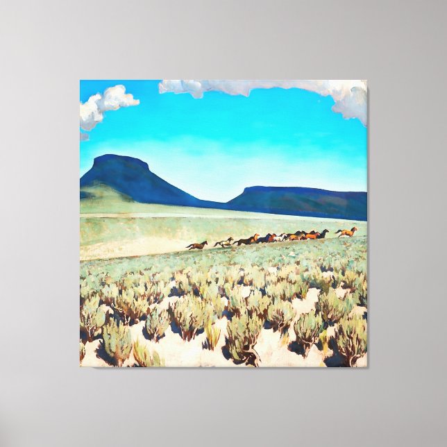 Lienzo "País de caballo salvaje" por Maynard Dixon (Anverso)