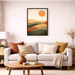 Lienzo Paisaje Abstracto Boho Tonos Terrosos Desierto