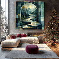 Paisaje abstracto con arcada y río sereno